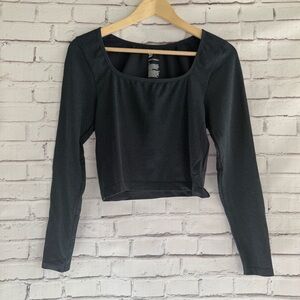 All in Motion Navy Glitter Long Sleeve Crop Top